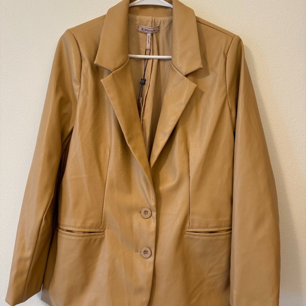BCBGENERATION Faux Leather Boyfriend Blazer - Small